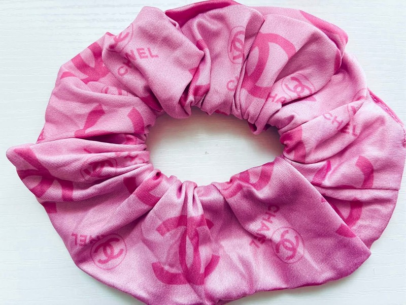 Designer inspired pink scrunchie