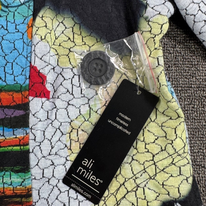 Ali Miles Womens Jacket Petite Small Colorful Abstract Art to Wear Career Casual gallery