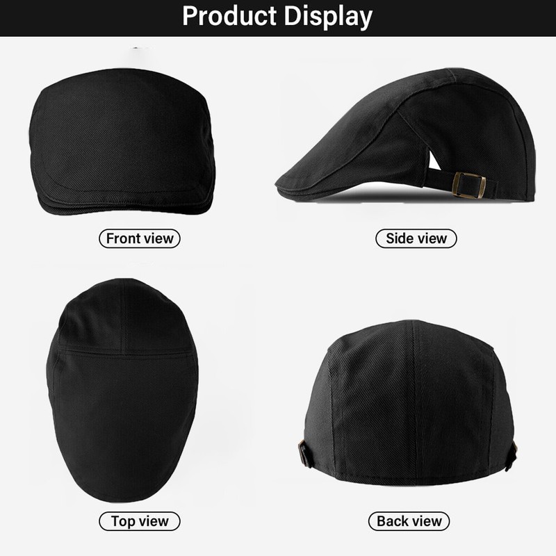 Men Solid Cotton Gatsby Cap Golf Driving Flat Cabbie Newsboy Sun Beret Ivy Hat gallery