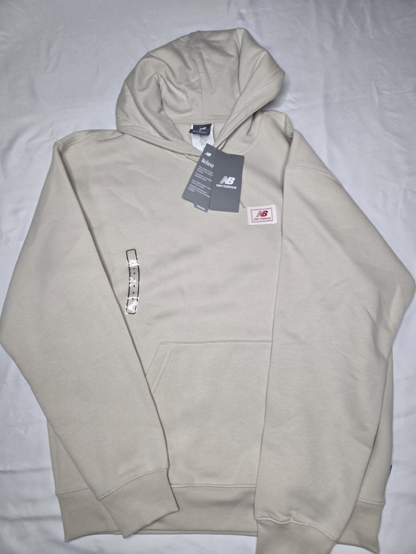 New Balance Relaxed Fleece Pullover Hoodie Beige Size S MT53830