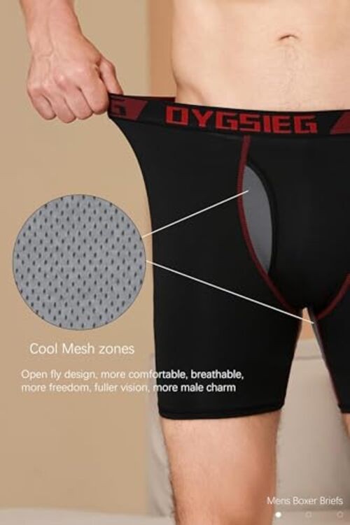 Men's Boxer Briefs,Fly with X-Large Regular-6‘’ Inseam Regular Leg - Black*5 gallery
