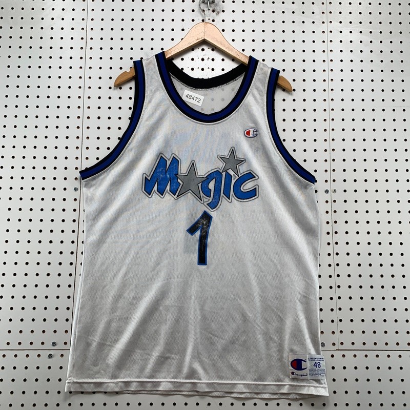 Vintage Orlando Magic Jersey Mens 48 White 90s Champion Penny Hardaway 1 Mesh