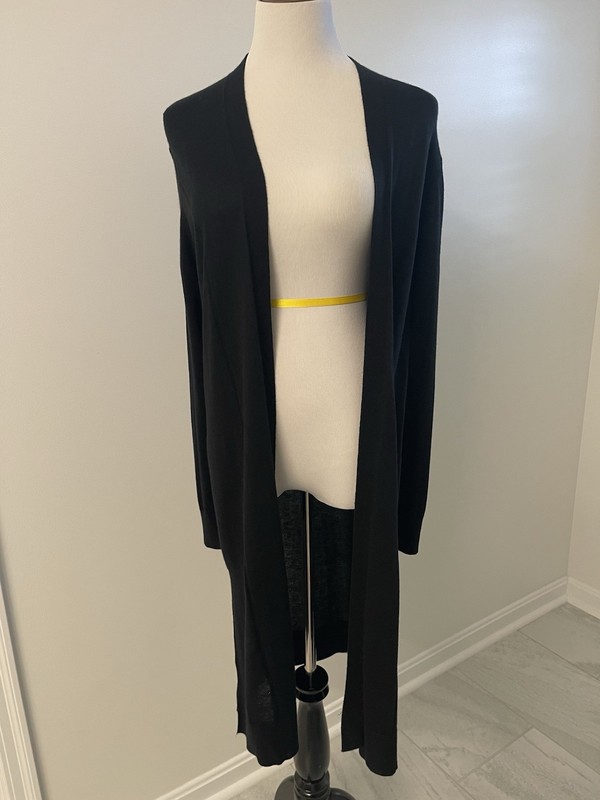 Banana Republic Silk Cashmere Long Open Cardigan Sweater Black Size Medium gallery