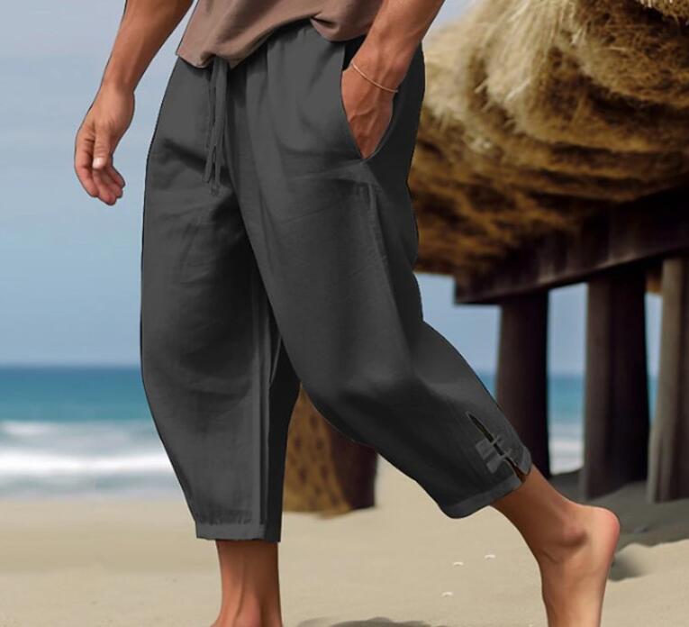 New Summer Men Beach shorts Cotton linen Thin Short pant Casual breathable pant gallery