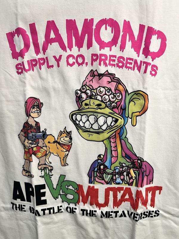 DIAMOND SUPPLY X MUTANT APE YACHT CLUB VS METAVERSE SHIBA INU DOG BORED SZ L gallery