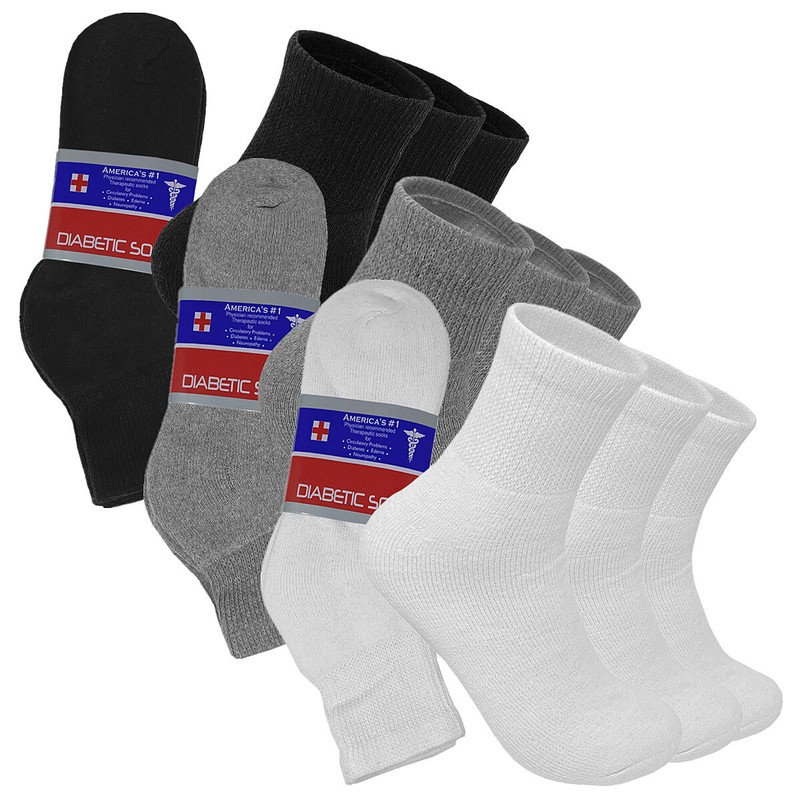 3-12 Pair Diabetic Ankle Circulatory Socks Health Cotton Unisex Black Gray White
