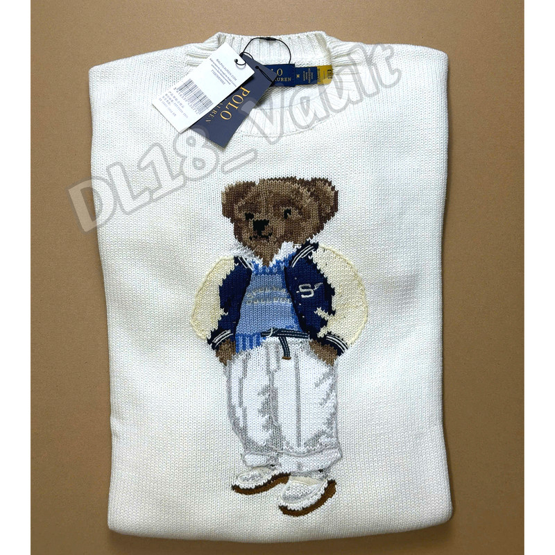 Polo Ralph Lauren Polo Bear Varsity Sweater White Crewneck Size S NWT gallery
