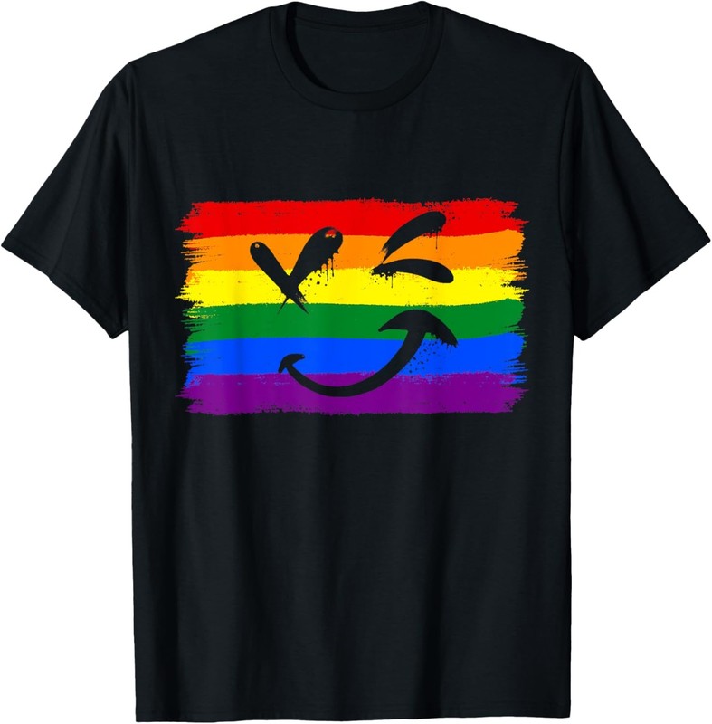 Rainbow Flag With Smile – LGBT & LGBTQ T-Shirt