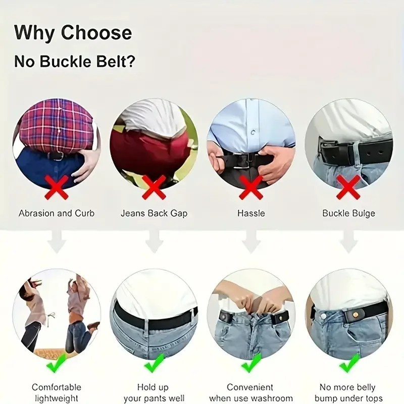 1pc Buckle Free Elastic Waist Belt Stretch Adjustable Jeans Belt Men Women gallery