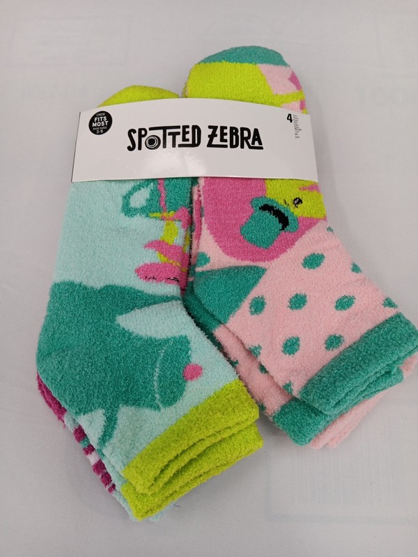 Spotted Zebra Crew Fit Socks 4Pairs Fits Most Shoes Size 3-9 AB5