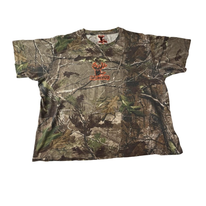 BuckedUp Shirt Mens XL Brown Camouflage Deer Hunting Graphic T-Shirt Tee