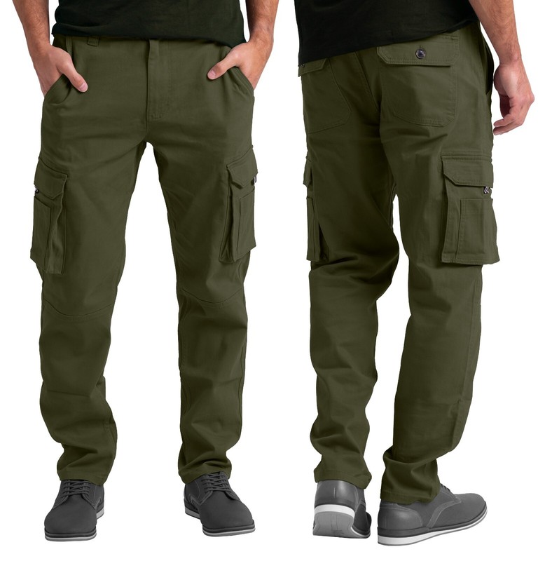 Mens Cargo Stretch Pants Classic Fit Straight Leg Outdoor Work Regular Fit Pants gallery