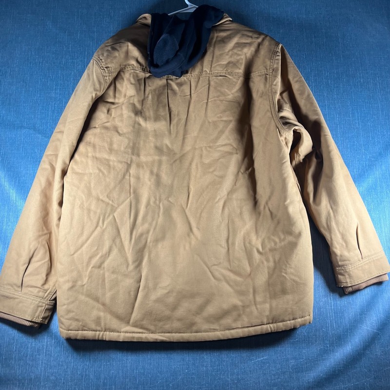 Brahma Mens Canvas Shacket Size L Brown Hooded Quilted Interior Outdoor Pockets gallery