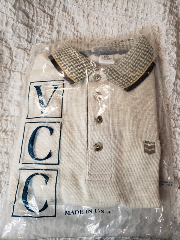Vantage Club Collection (VCC) Vintage Mens Polo Shirt Size M Chevron Oil Gas K