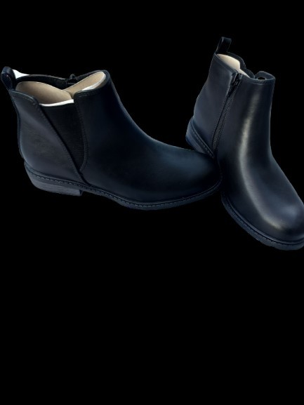 Men’s Black Chelsea Ankle Boots Slip-On Round Toe Polyester Upper Size 8