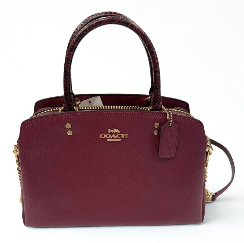 NWT Coach Lillie Carryall Leather Satchel Black Cherry Multi Gold Hardware