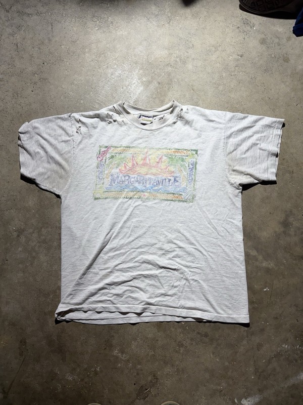 Margaritaville Key West Logo Graphic Print White Crew Neck T-Shirt Men’s L