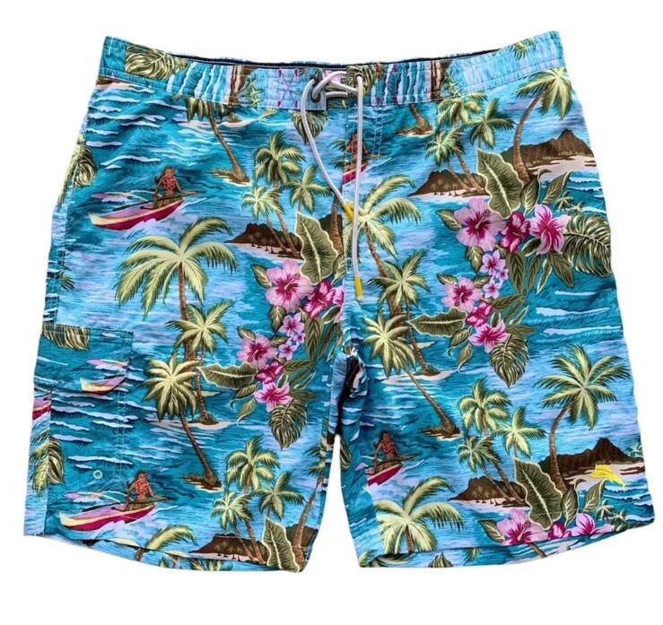 Tommy Bahama Baja Hula High Seas Tropical Floral Board Shorts Swim Trunks SMALL