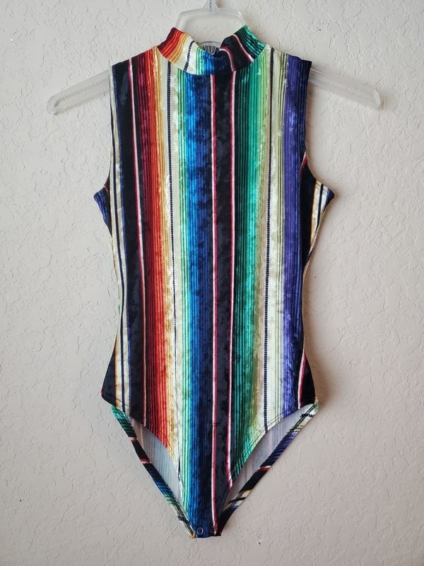 NWT Lucky & Blessed Multi-Color Serape Sleeveless One-Piece Bodysuit Size Small