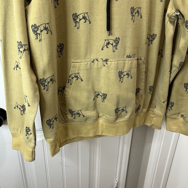 Creative Destruction Bulldog All Over Print Hoodie Sweatshirt Tan Mens Size XL gallery