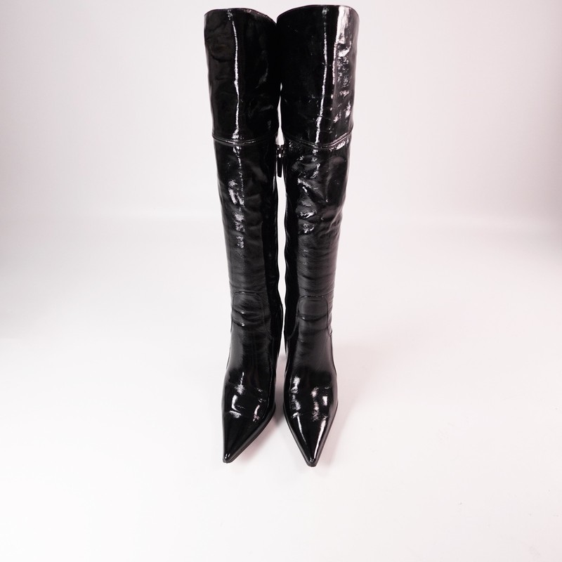 CALIPSO RU36 EU37 US6,5 pointy toe high heels patent leather over knee boots VGC