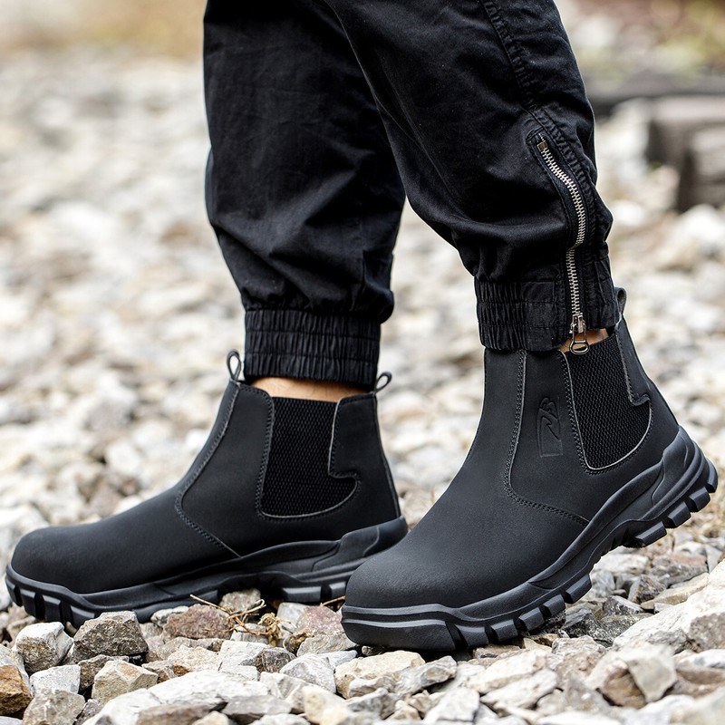 Waterproof Work Boots for Men Slip-on Steel Toe Shoes Safety footwear Anti-slip gallery