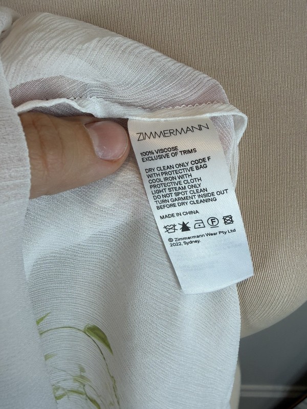 ZIMMERMANN White Floral Prima Smock Ruched Blouse - size 0/8 uk/4 us gallery