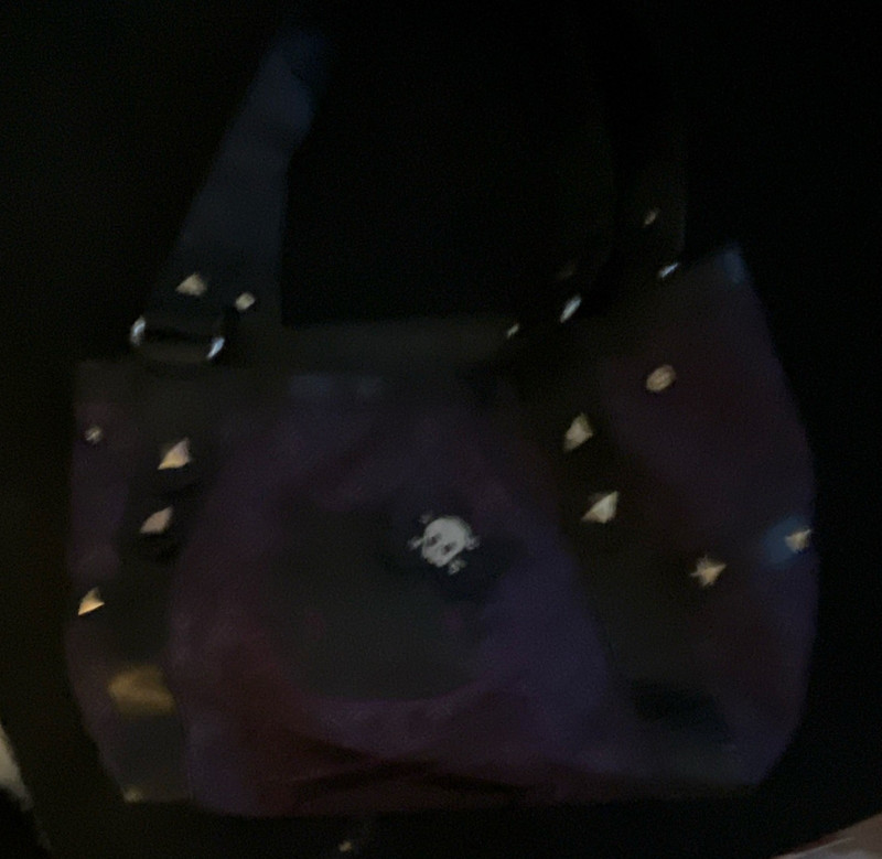 Purple Black Hello Kitty Skull Bow Small Lined Women’s Shoulder Bag Zip Strap