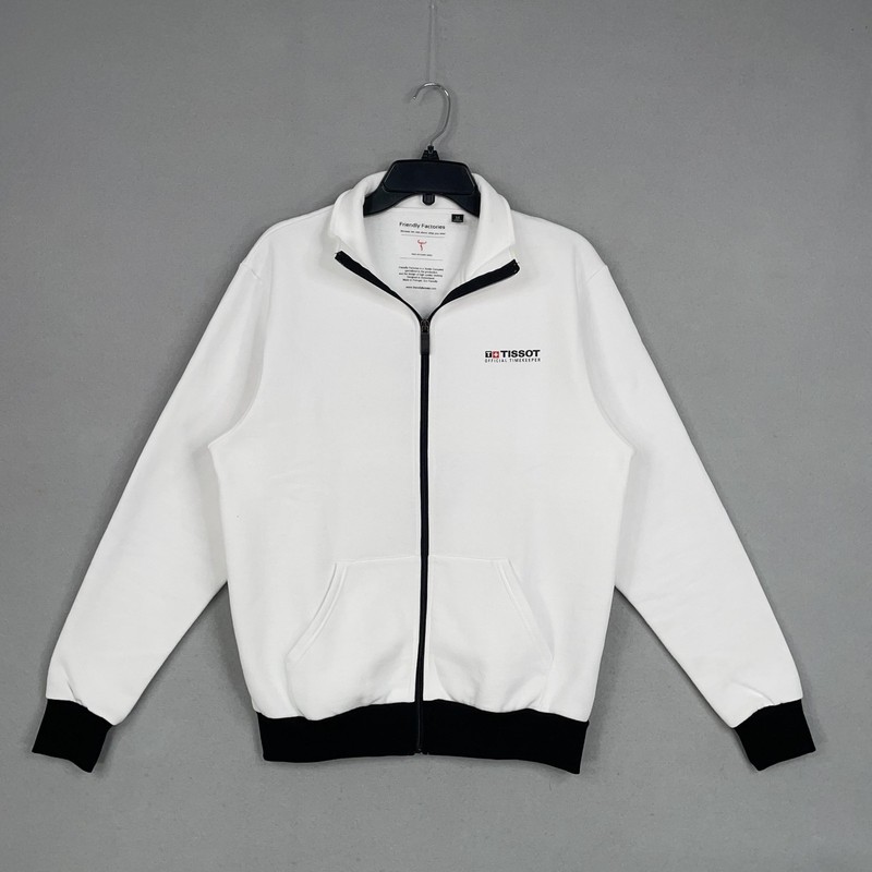 Tissot Sweatshirt Mens Medium White Full Zip Friendly Factories Swiss Watch Logo