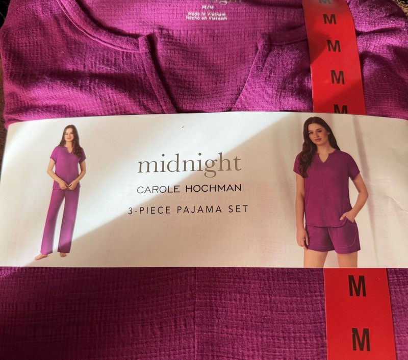 Carole Hochman Midnight Women’s 3-piece Pink PJ Set size M (10-12) NWT