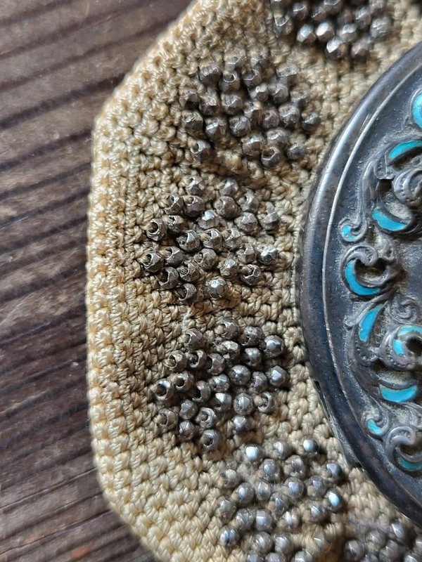 Antique Sterling Silver Top Coin Crochet Beaded Purse Art Nouveau Victorian gallery