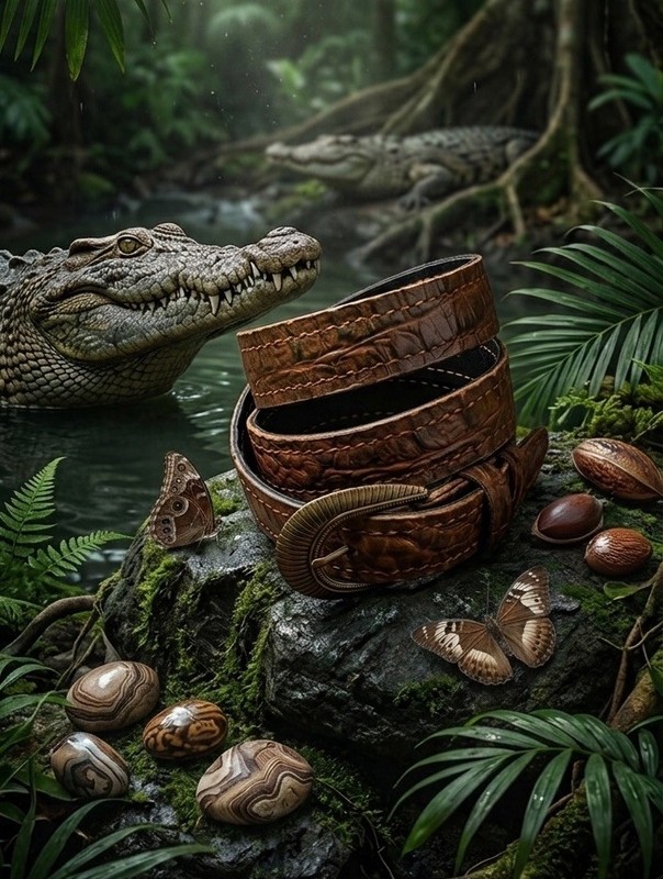 Bespoke Rare Crocodile Leather Belt Handmade Artisan Heritage Luxury Gift Men