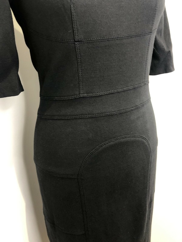 Amanda Wakeley black wool jersey scoop neck midi dress UK 10 VGC silk lined gallery
