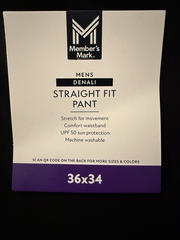 Member's Mark Men's Lightweight Black Straight Fit Denali Pant 36x34 NWT gallery