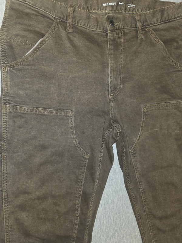 Old Navy Denim Carpenter Double Knee 36/32 Brown Straight Leg Workwear Pants gallery