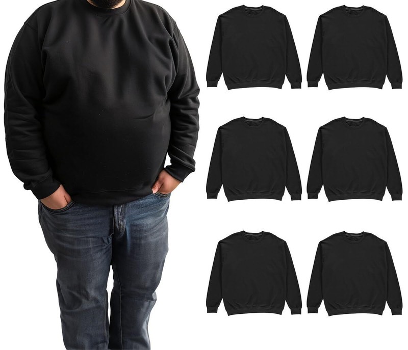 BILLIONHATS 6 Pack Mens Big & Tall Crewneck Fleece Lined Sweatshirts Plus Size