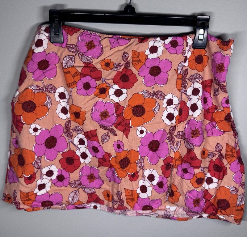 Urban Outfitters Women’s L-G Tan Orange Pink Red White Floral Mini Skirt
