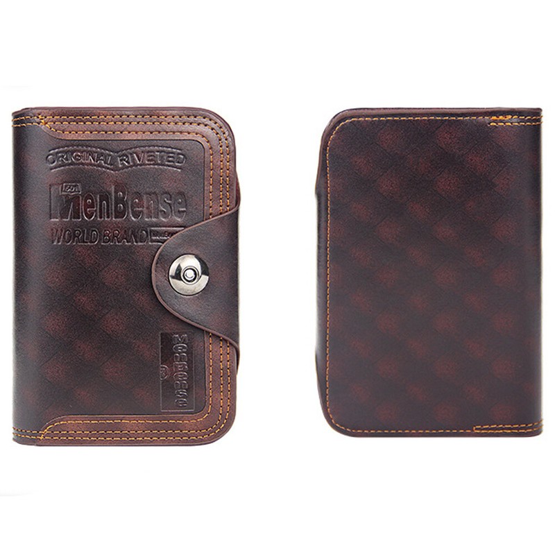 Men's S4 Retro Leather Vertical Section Credit Card Holder Wallet With Hasp US gallery