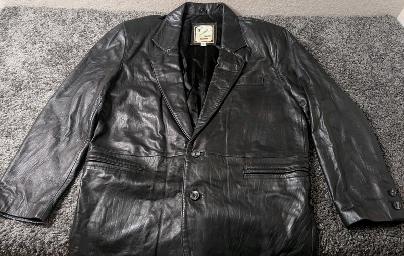 Vintage Luciano Luis Alvear Jacket Men L Black Leather Premium Sleek Blazer