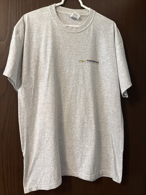 Vintage Chevrolet Performance Vehicles Parts Racing Promo T-Shirt Size XL Gray