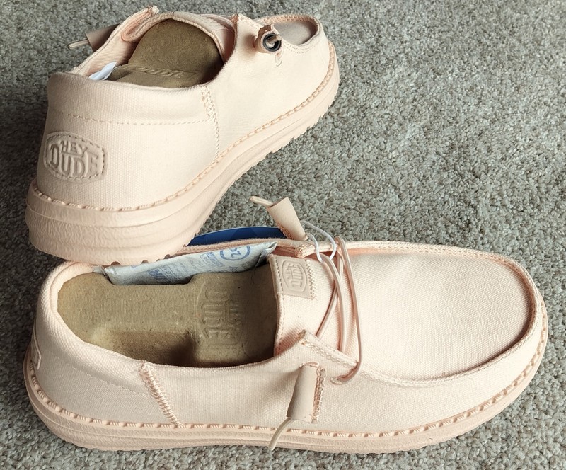 Hey Dude Women Size 8 Wendy Funk Mono Canvas All Blush Peach Slip-On Casual Shoe