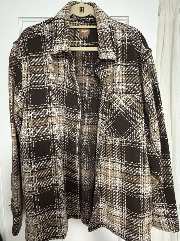 Common People Plaid Brown Button Up Knit Size Xl