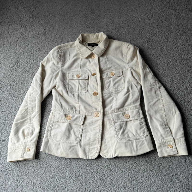 NEW Talbots Jacket Womens 6 White Double Pocket Modern Trendy Outdoor Collared gallery