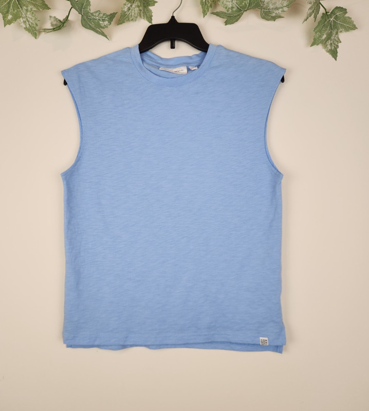 Common Identity Size XS Blue Relaxed Fit Stretch Cotton Blend Sleeveless Tee