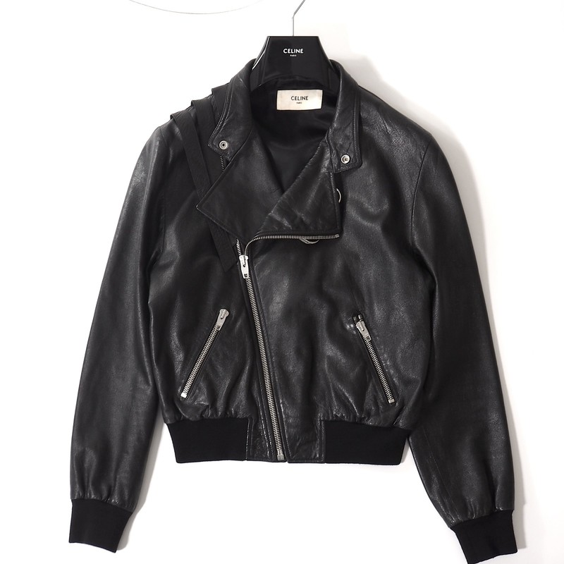 CELINE by Hedi Slimane 2019SS Lamb Leather Biker Jacket EU50 Black 5-KK011