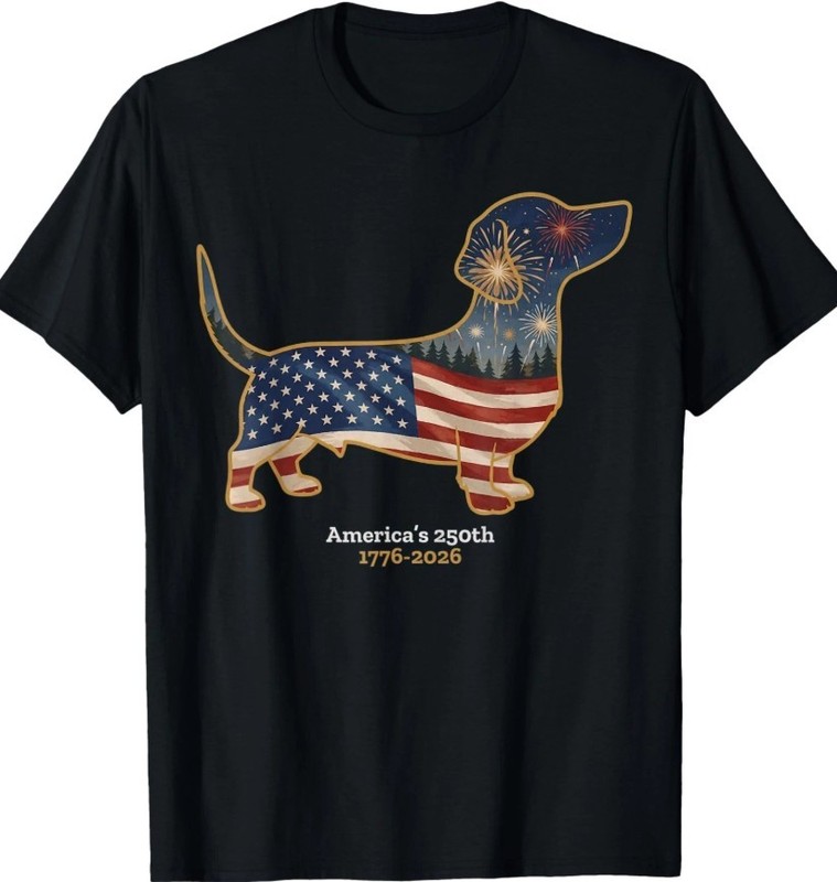 Dachshund Americas 250th Patriotic Dog Fireworks art shirt