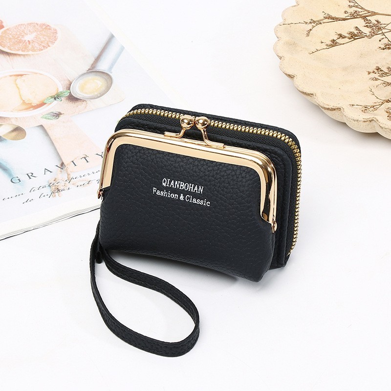 Women Wristlet Short Wallet Coin Purse Accordion Multi Card Holder Korean
