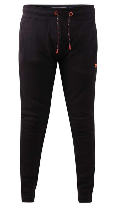D555 Men’s Plus Size Cuffed Jogger With Embroidery in Black 2XL to 10XL