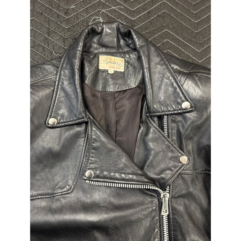 Romano by Red Kid Leather Motorcycle Jacket Vintage Made in USA Black Mens L gallery