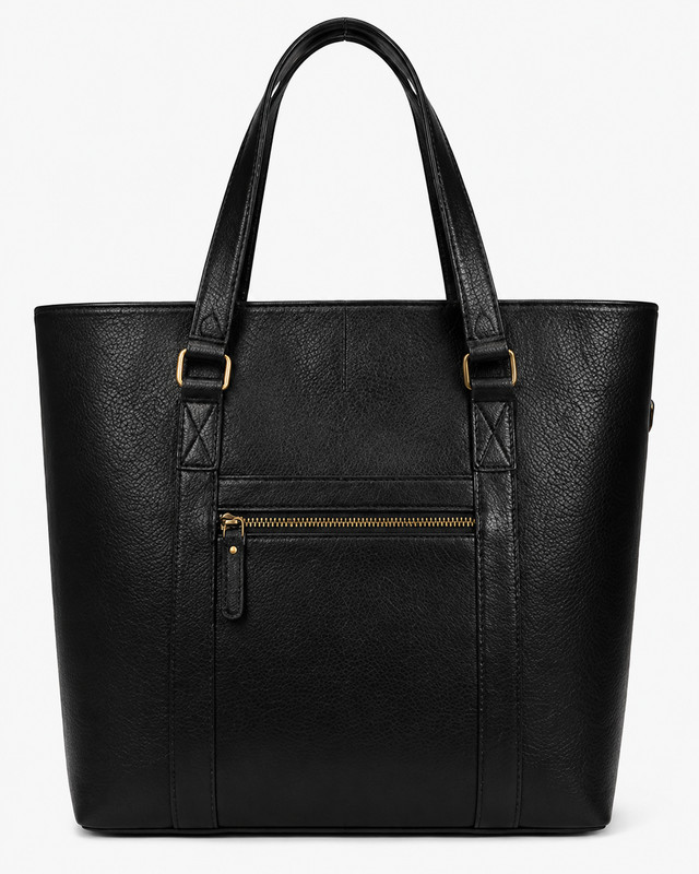 Black Full Grain Cowhide Leather Tote Bag for Women Premium Handmade